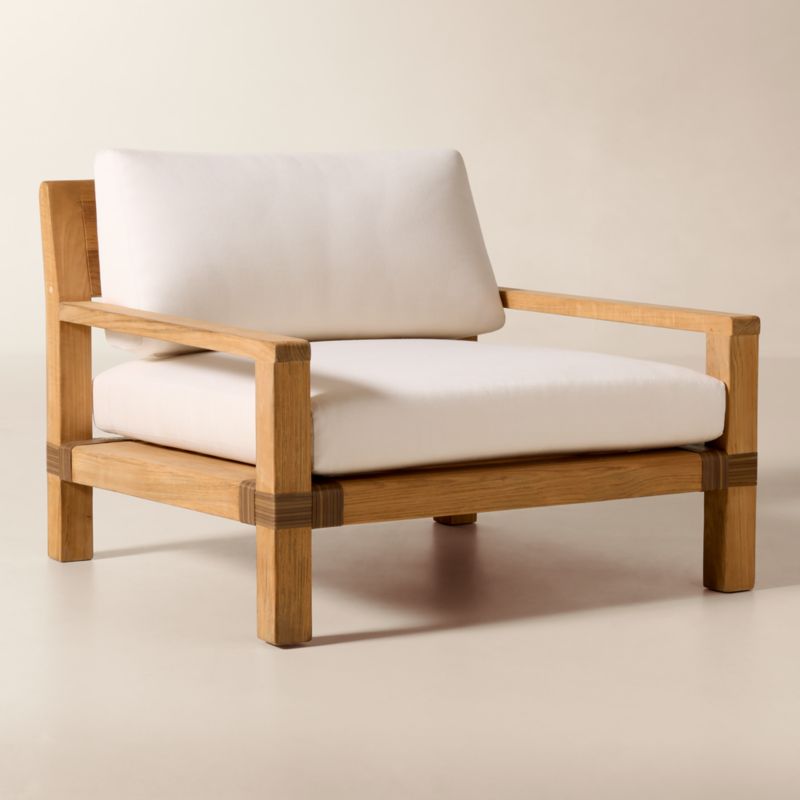 Oakley Teak Outdoor Lounge Chair with Ivory Sunbrella® Cushions Set of 2 - image 1 of 8