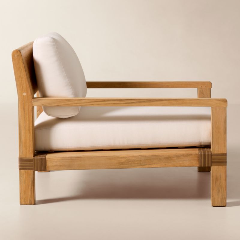 Oakley Teak Outdoor Lounge Chair with Ivory Sunbrella® Cushions Set of 2 - image 2 of 8