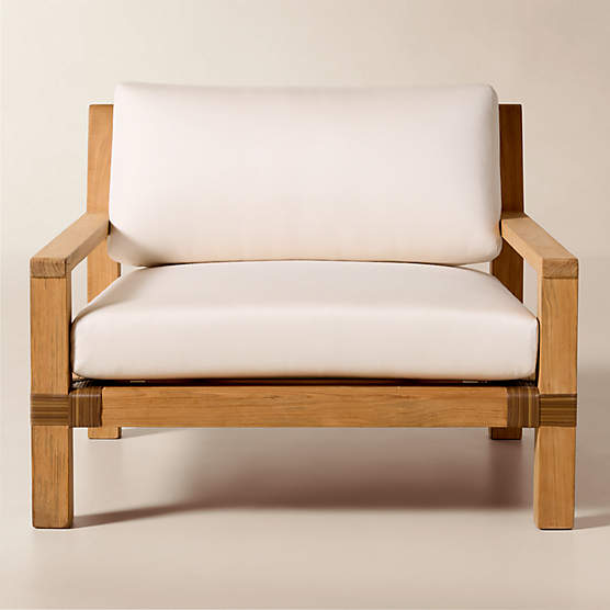 Oakley Teak Outdoor Lounge Chair With Ivory Sunbrella® Cushions