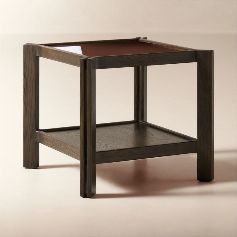 Obair 22" Red Enamel and Oak Side Table by Casa Dean by Swizz Beatz - image 2 of 5