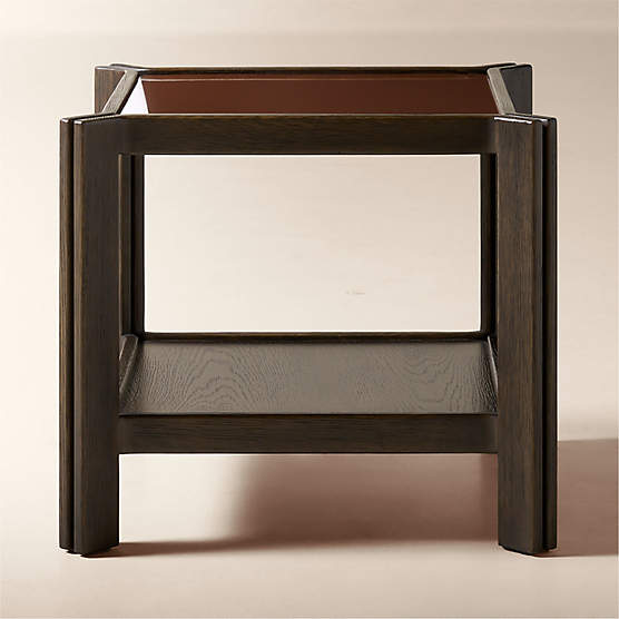 Obair 22" Red Enamel and Oak Side Table by Casa Dean by Swizz Beatz