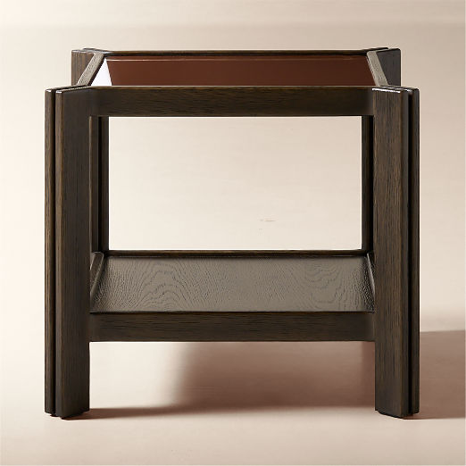 Obair 22" Red Enamel and Oak Side Table by Casa Dean by Swizz Beatz