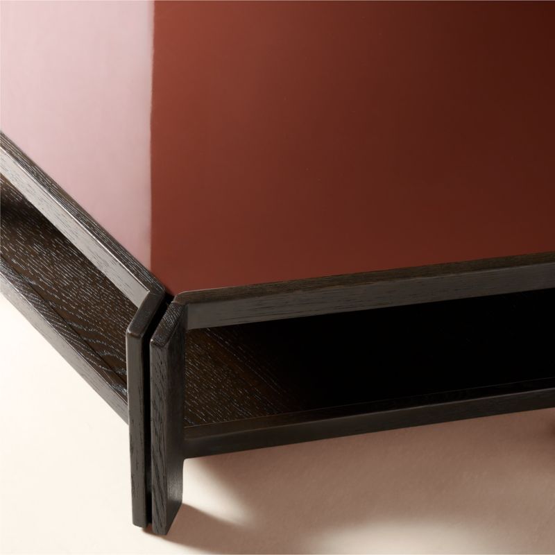 Obair 48" Red Enamel and Oak Hexagon Coffee Table by Casa Dean by Swizz Beatz - image 3 of 5