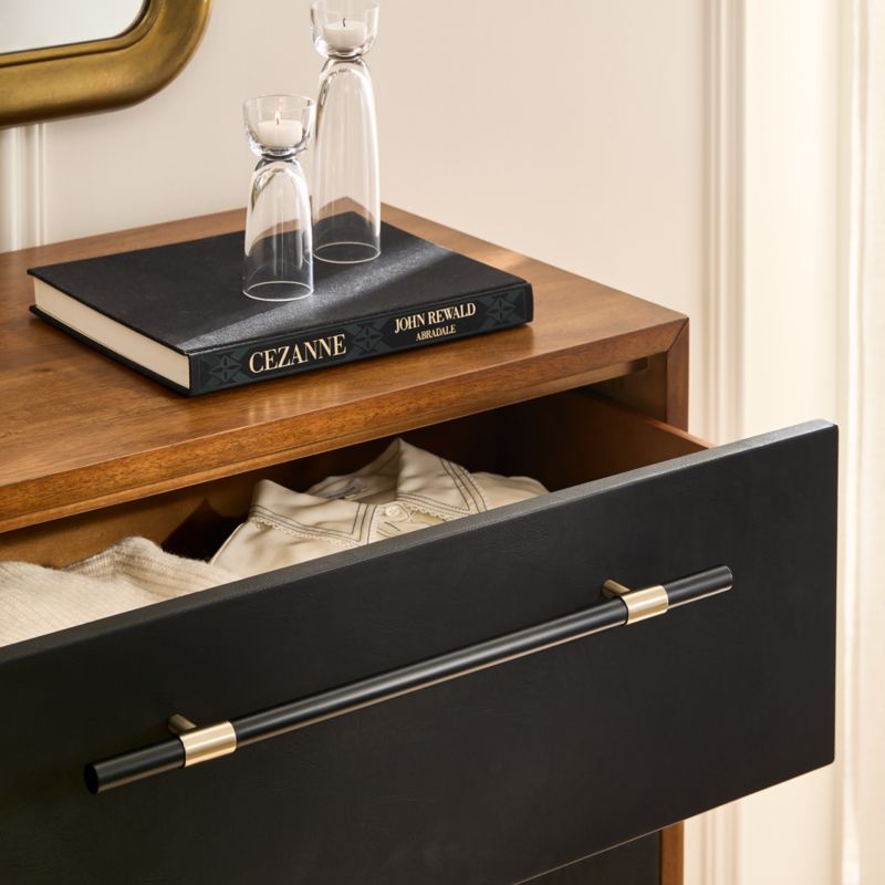 Oberlin 35" Black Vegan Leather and Wood 4-Drawer Tall Dresser - image 9 of 11