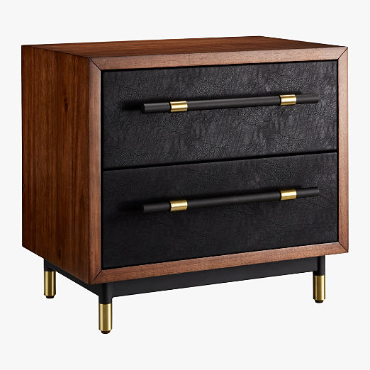 Oberlin 2-Drawer Vegan Leather and Wood Nightstand