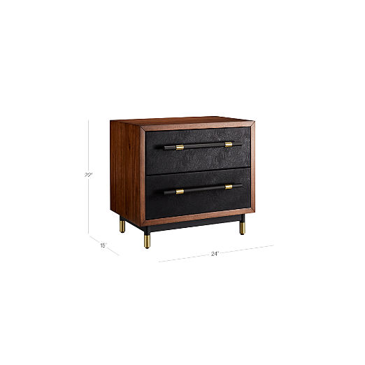 Oberlin 2-Drawer Vegan Leather and Wood Nightstand