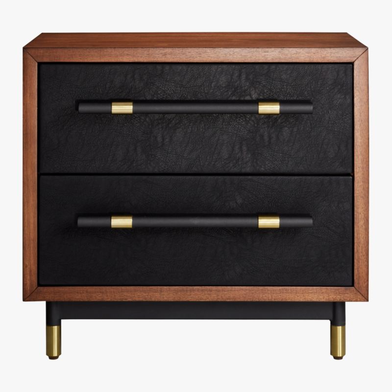 Oberlin 2-Drawer Vegan Leather and Wood Nightstand - image 4 of 12