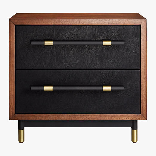 Oberlin 2-Drawer Vegan Leather and Wood Nightstand