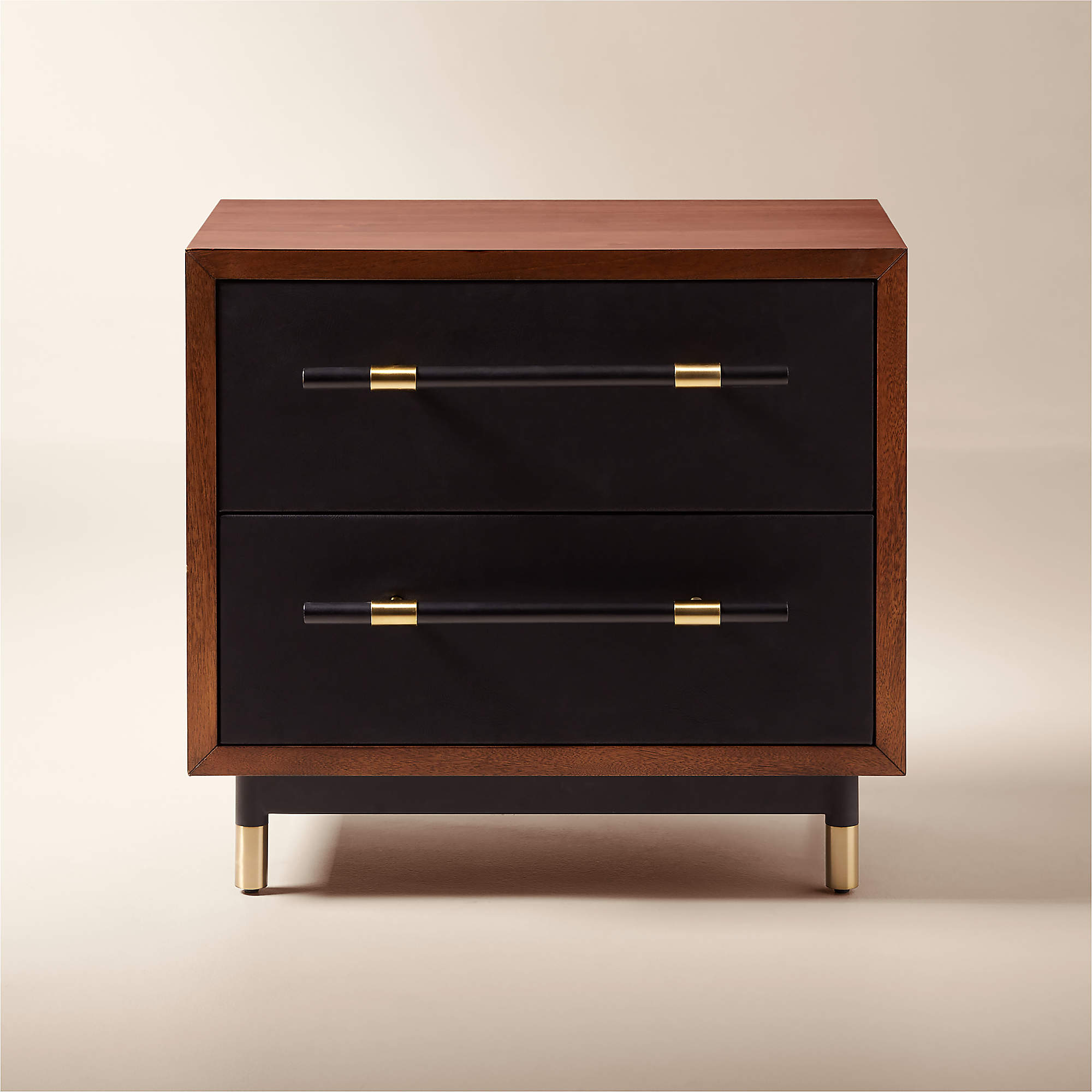 Oberlin 2Drawer Faux Leather and Wood Nightstand + Reviews CB2 Canada
