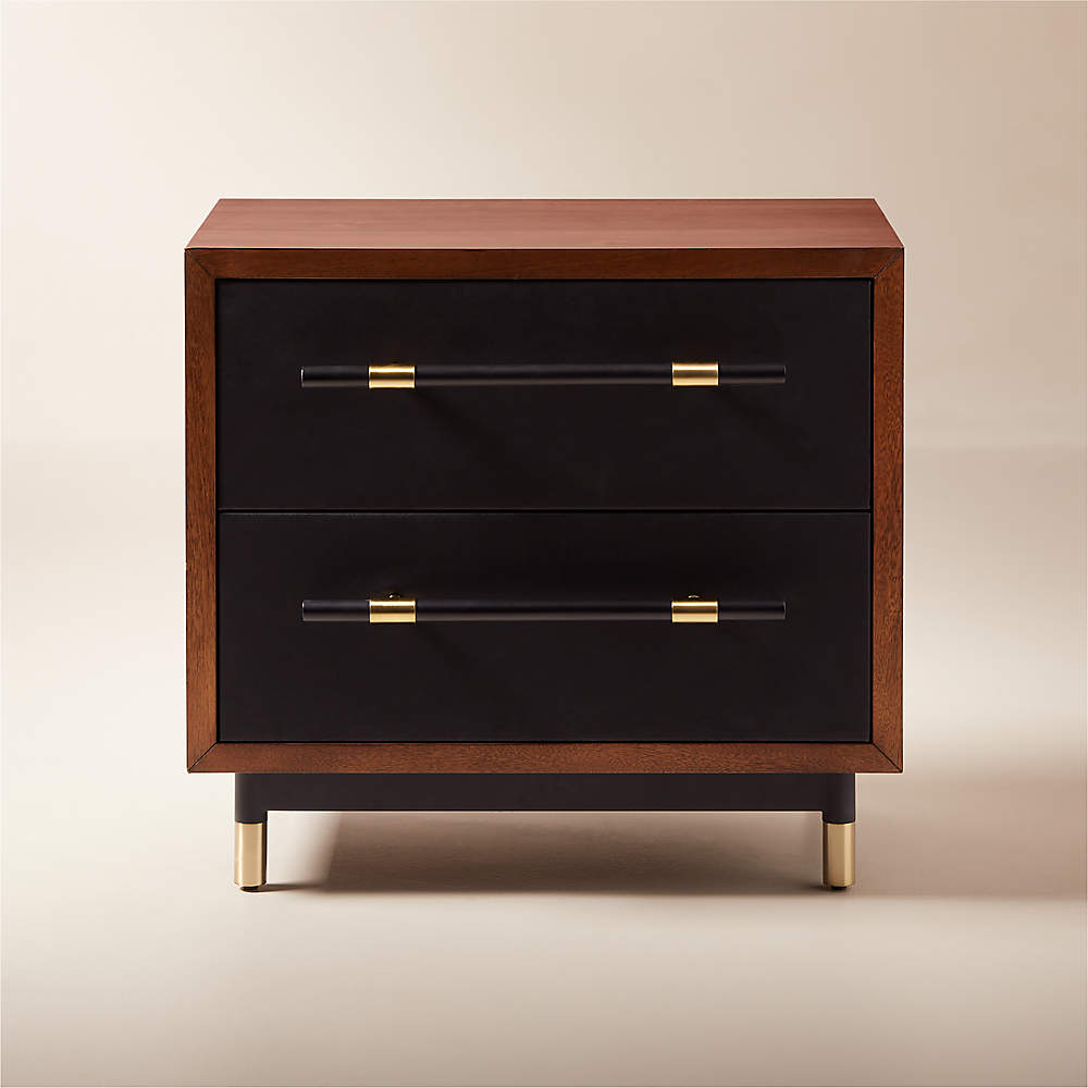 Oberlin 2-Drawer Faux Leather and Wood Nightstand + Reviews