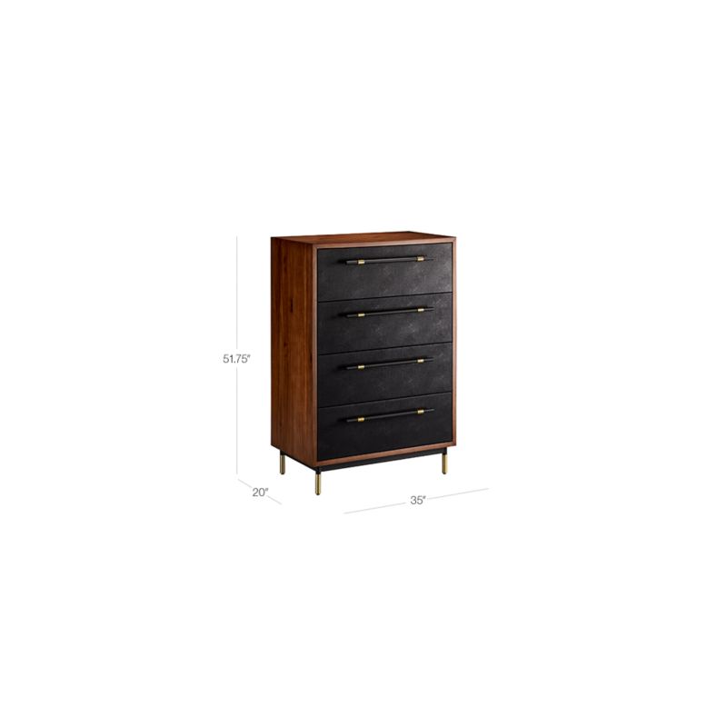 View Oberlin 4-Drawer Tall Black Vegan Leather and Wood Dresser - image 3 of 10