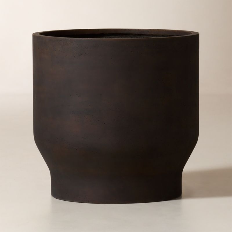 Oberon Antiqued Dark Brown Cement Indoor/Outdoor XL Planter 27.25" - image 1 of 3