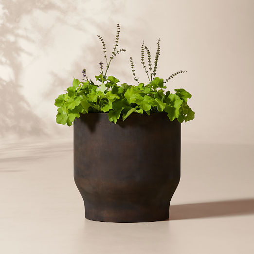 Oberon Antiqued Dark Brown Cement Indoor/Outdoor Large Planter 20"H