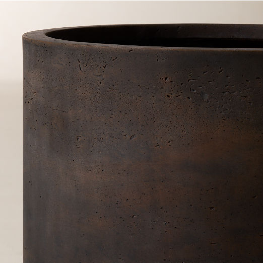 Oberon Antiqued Dark Brown Cement Indoor/Outdoor Planters