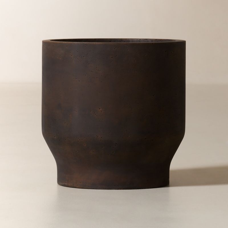 Oberon Antiqued Dark Brown Cement Indoor/Outdoor Medium Planter 15.75" - image 2 of 4
