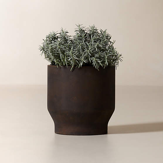 Oberon Antiqued Dark Brown Cement Indoor/Outdoor Medium Planter 15.75"