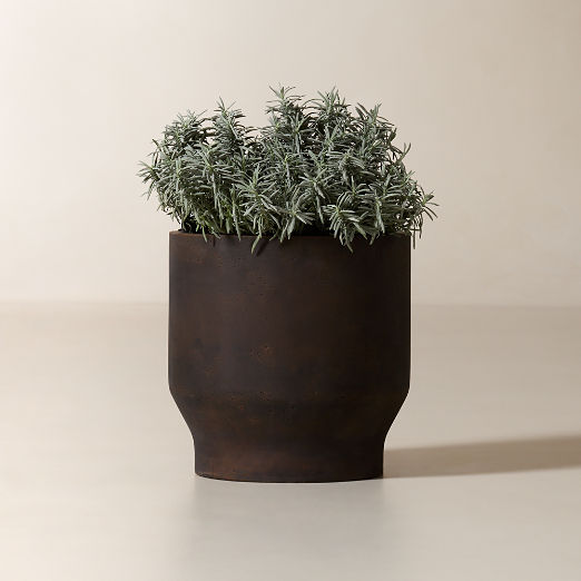 Oberon Antiqued Dark Brown Cement Indoor/Outdoor Medium Planter 15.75"