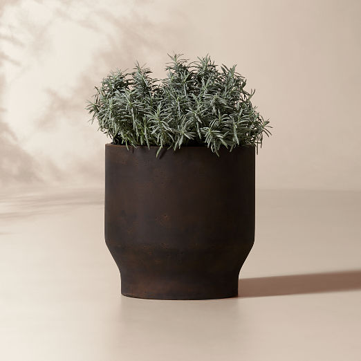 Oberon Antiqued Dark Brown Cement Indoor/Outdoor Medium Planter 15.75"H