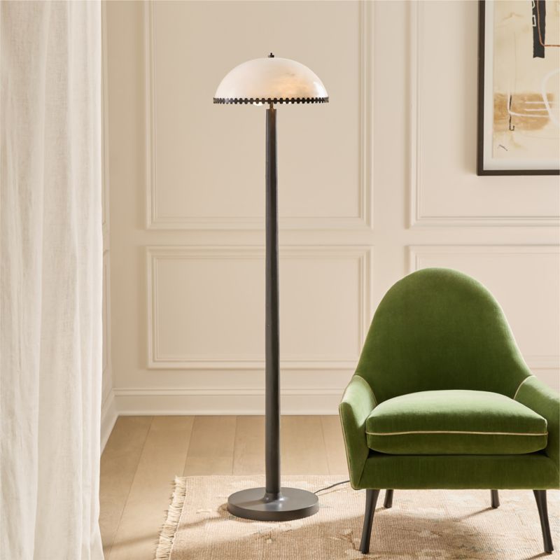 Oceana Black Metal Floor Lamp with Alabaster Shade - image 2 of 8