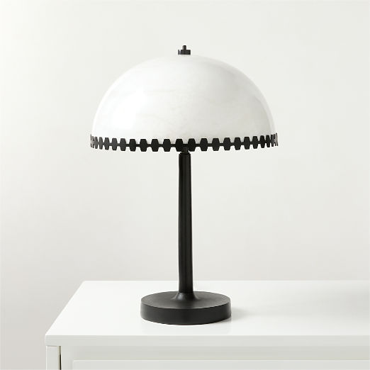 Oceana Black Metal Table Lamp with Alabaster Shade