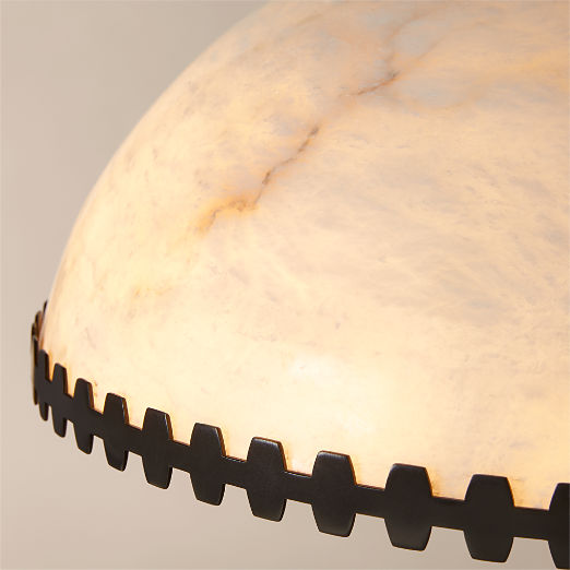 Oceana Black Metal Floor Lamp with Alabaster Shade