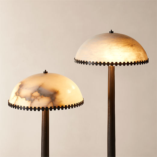 Oceana Black Metal Floor Lamp with Alabaster Shade