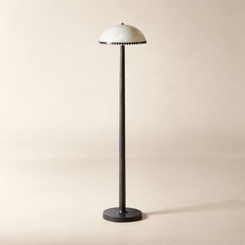 Oceana Black Metal Floor Lamp with Alabaster Shade - image 1 of 5