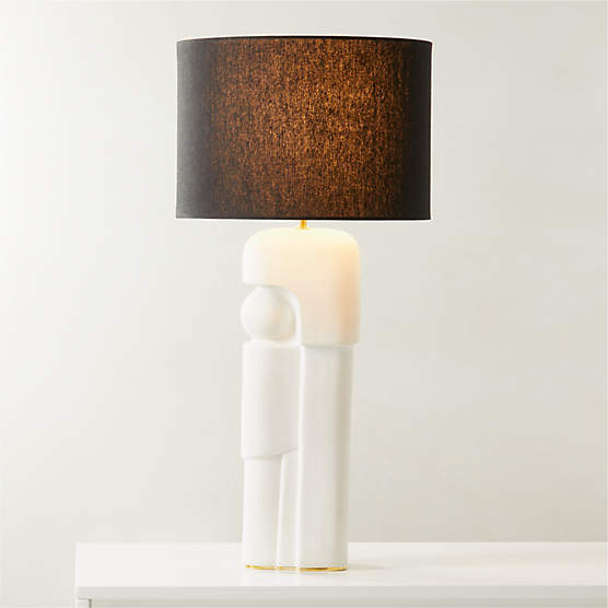 Octavio White Ceramic Table Lamp with Black Shade