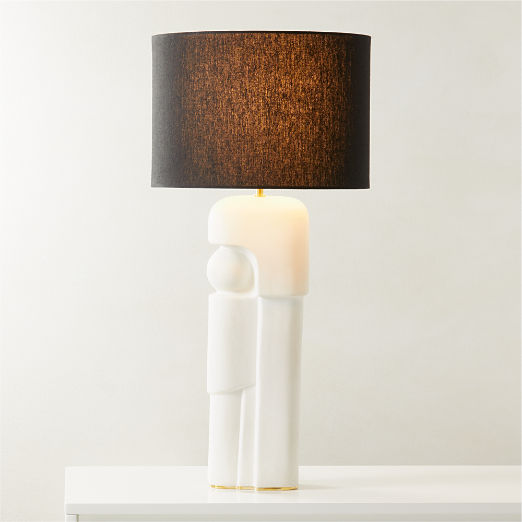 Octavio White Ceramic Table Lamp with Black Shade