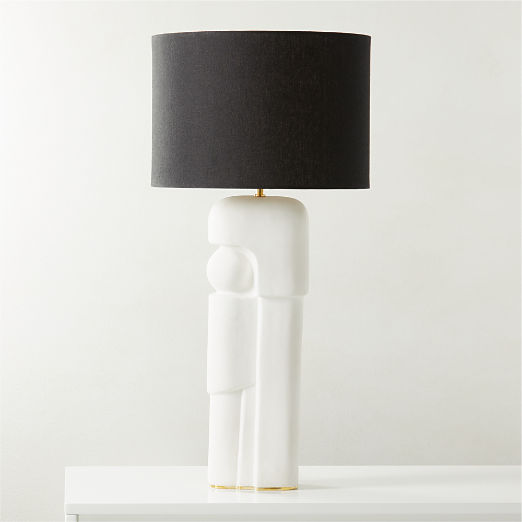 Octavio White Ceramic Table Lamp with Black Shade