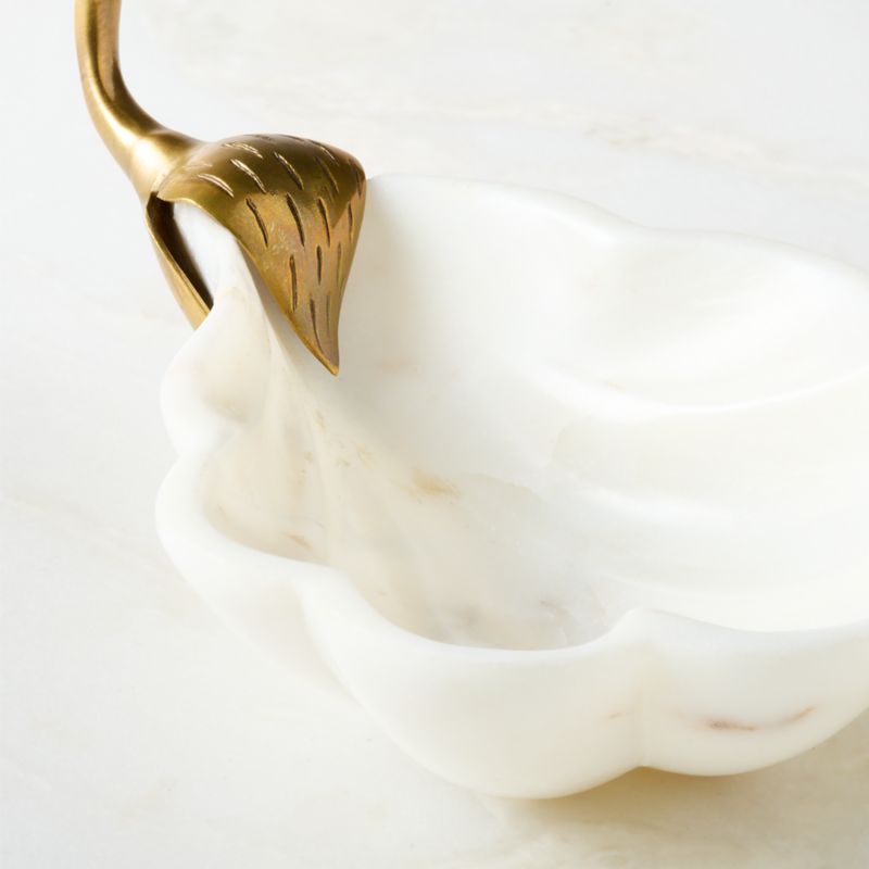 Odetta White Marble and Cast Brass Serving Bowl - image 2 of 4