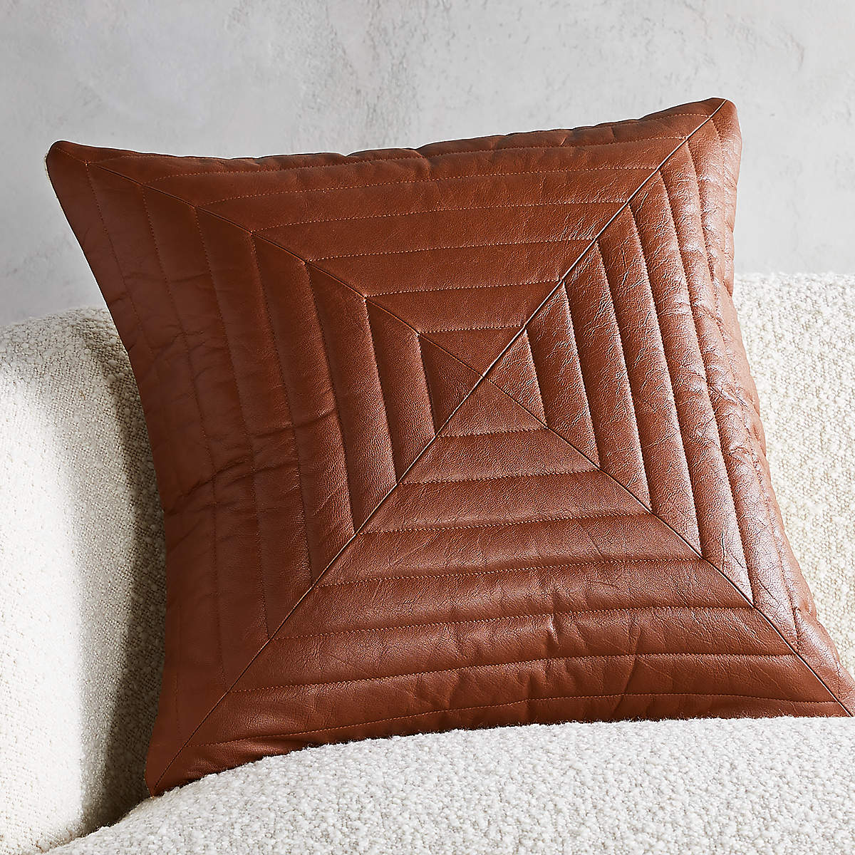 Odette Brown Leather Modern Throw Pillow with DownAlternative Insert