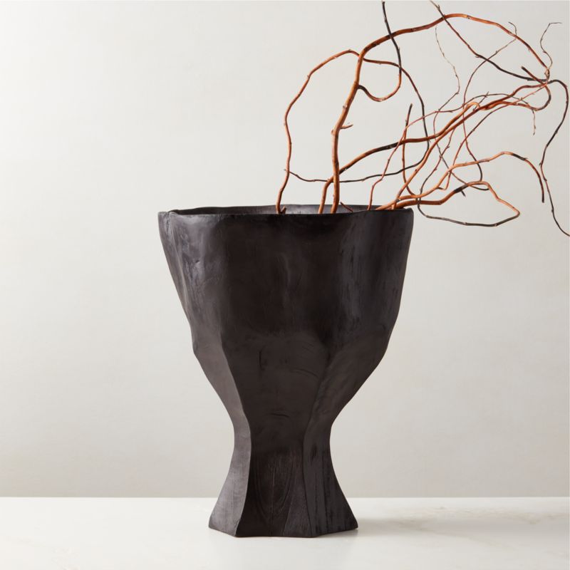 Odin Black Teak Wood Vase - image 0 of 11