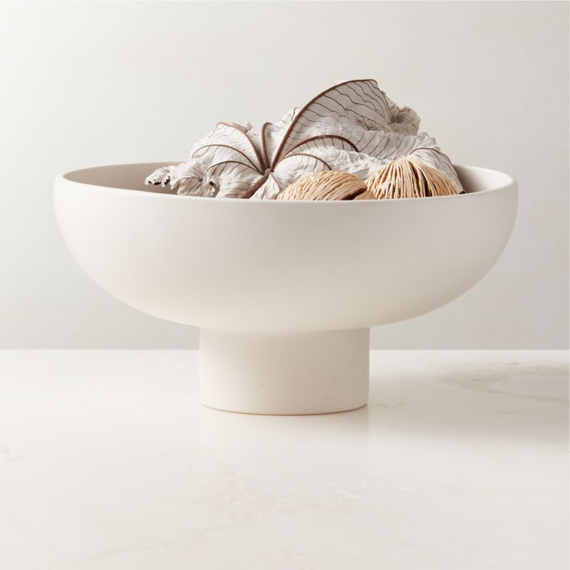 View White Ceramic Pedestal Bowl details