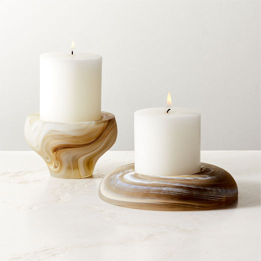 Olino Swirl Glass Candle Holder Low