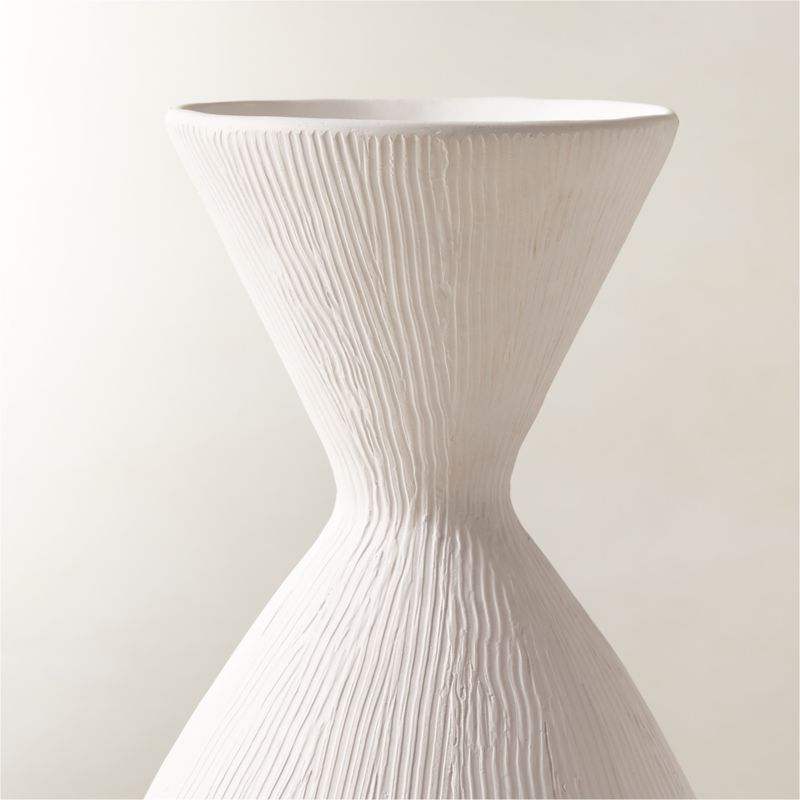 Olpe Ribbed White Terracotta Vase - image 3 of 10