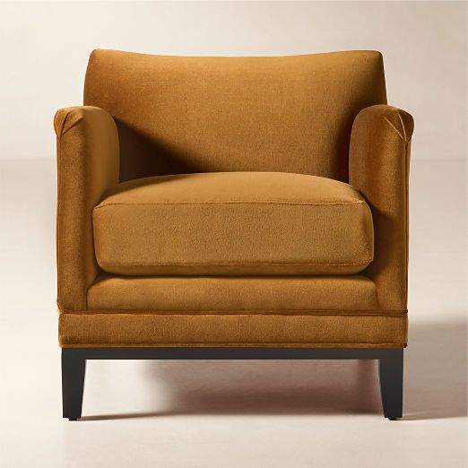 Olson Cognac Brown Velvet Accent Chair