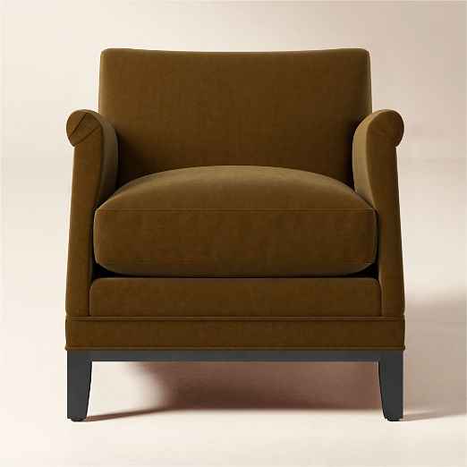 Olson Cognac Brown Velvet Accent Chair