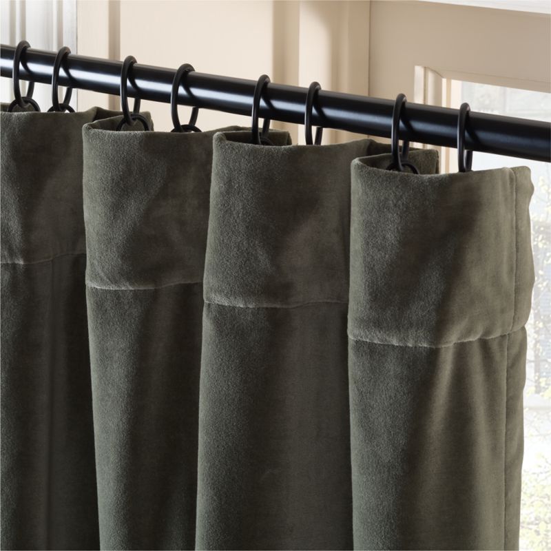 Olive Green Organic Cotton Velvet Window Curtain Panel 48"x120" - image 2 of 5