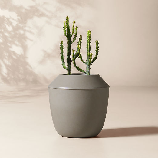 Olympia Dark Grey Cement Indoor/Outdoor Large Planter 20"H