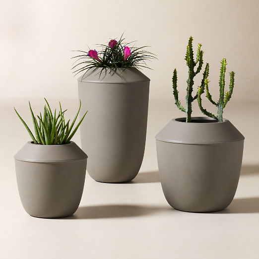 Olympia Dark Grey Cement Indoor/Outdoor Planters