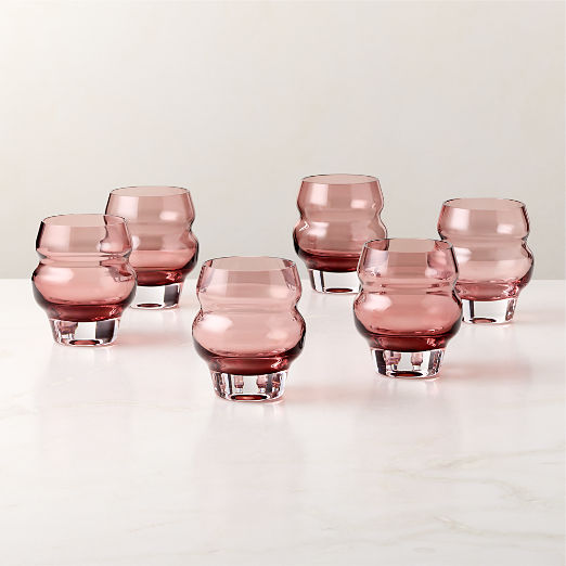 Omari Burgundy Double Old-Fashioned Glass Set of 6