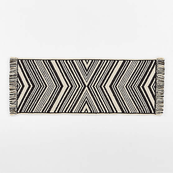 Aiden Modern White and Black Cotton Bath Mat 24"x36" + Reviews CB2