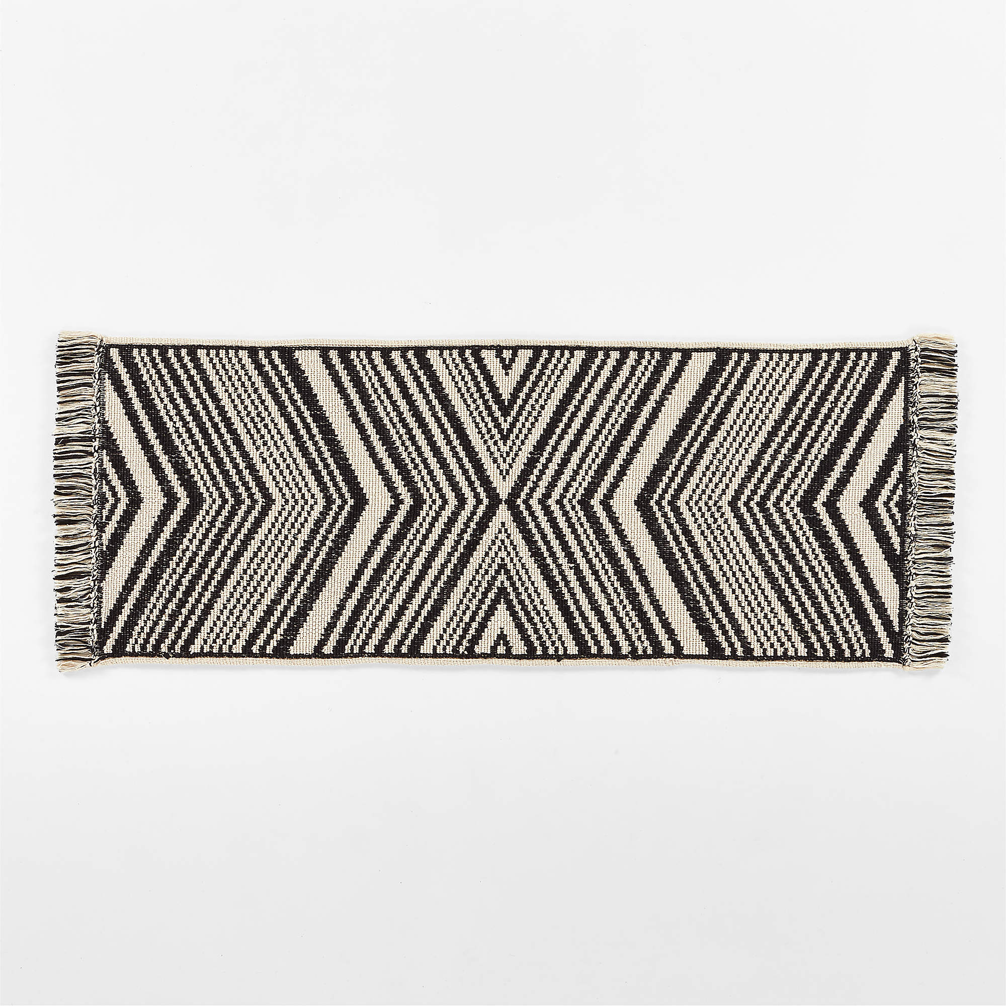 Onca Black and White Bath Runner Rug 24