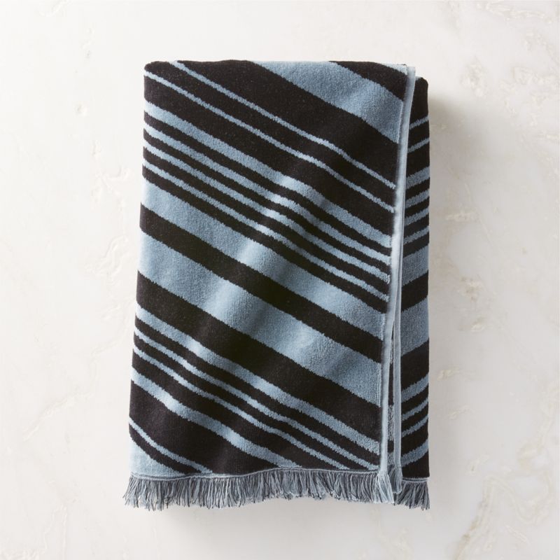 View Onca Organic Cotton Blue and Black Bath Towel by Kravitz Design details