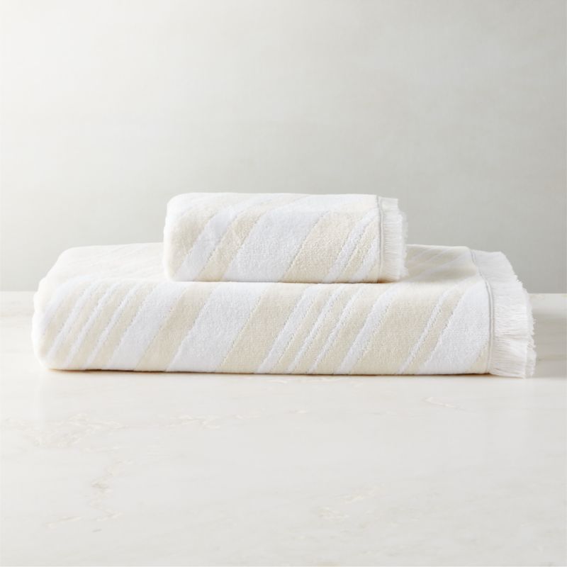 Onca Organic Cotton Ivory and White Bath Towel by Kravitz Design - image 1 of 4