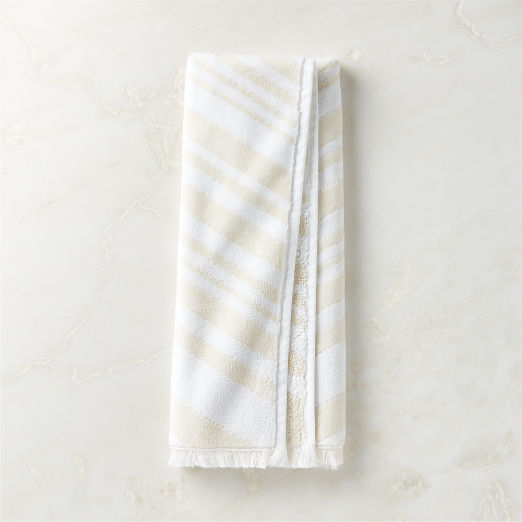 Onca Organic Cotton Ivory and White Hand Towel by Kravitz Design