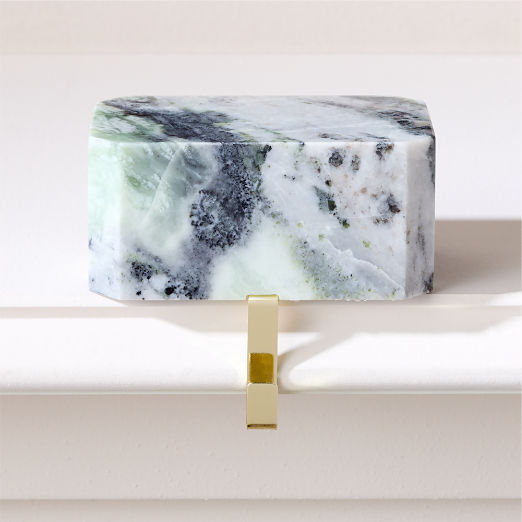 Ondola Rectangular Green Marble Christmas Stocking Holder