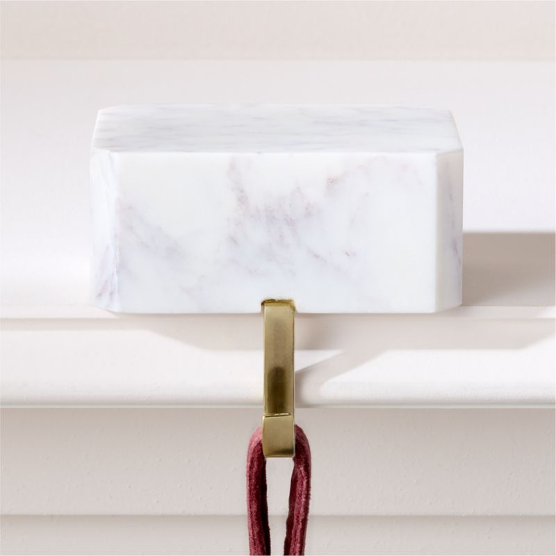 Ondola Rectangular White Marble Christmas Stocking Holder - image 2 of 7