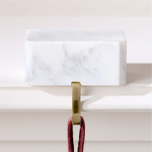 Ondola Rectangular White Marble Christmas Stocking Holder